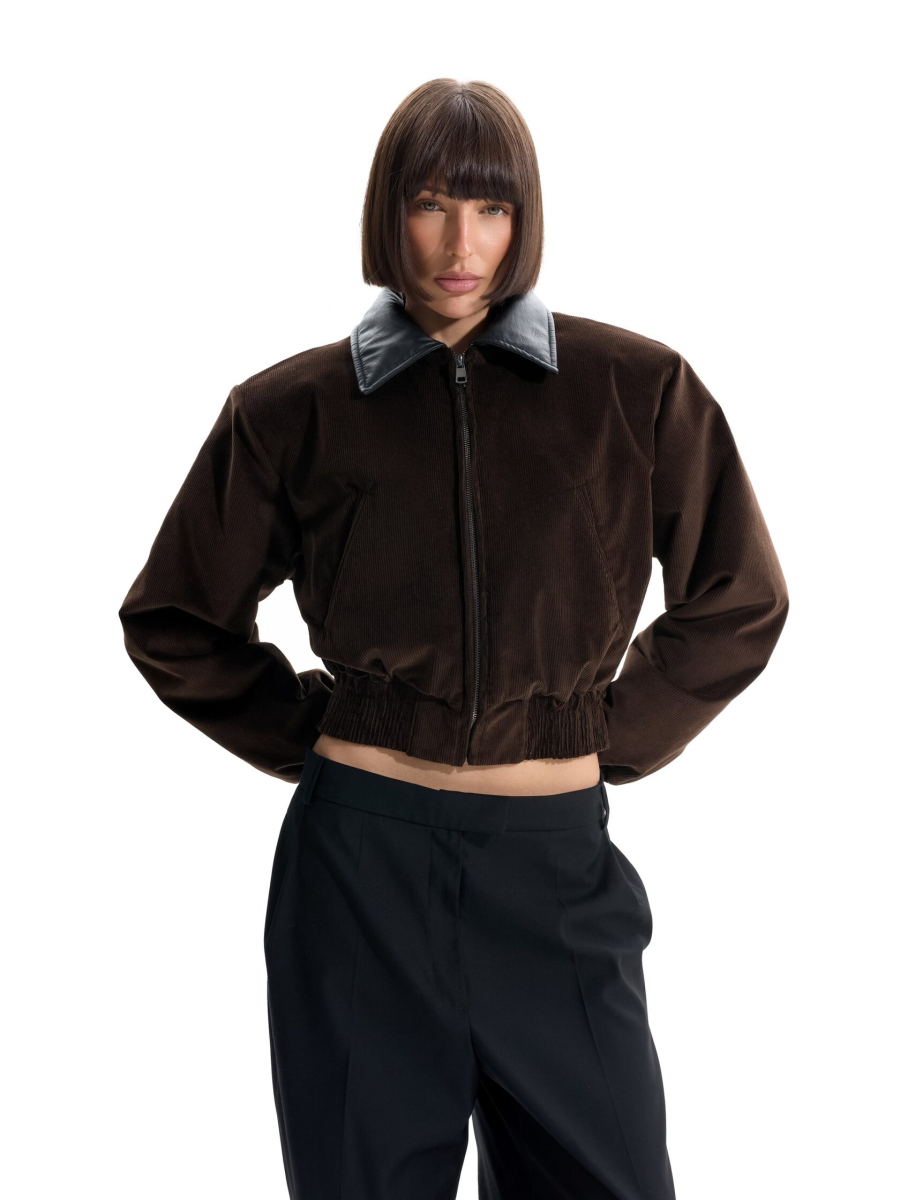 Бомбер из вельвета ANOTHER SELECT, цвет: коричневый, 00181 купить онлайн