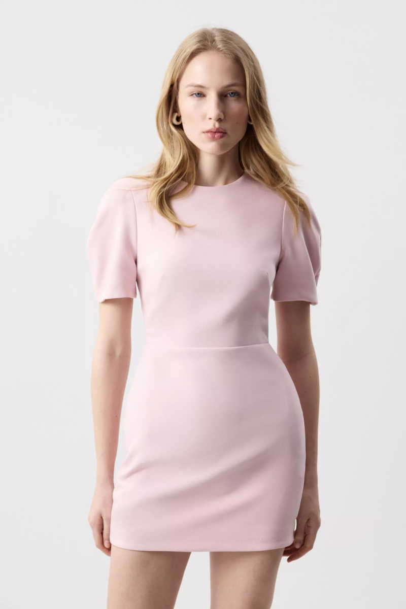 Платье мини с рукавами буфами