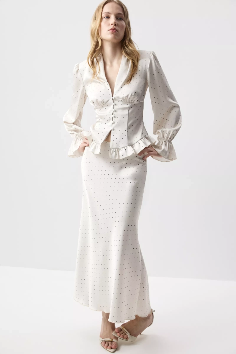 Юбка годе из сатина Charmstore, цвет: горох на молочном, 116-55960-1002 купить онлайн