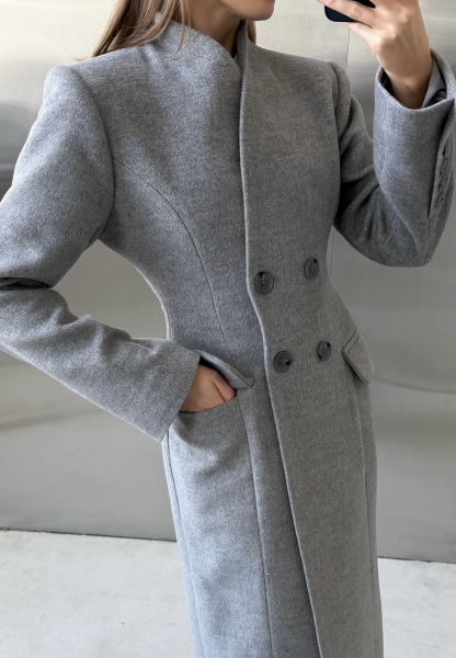 Пальто "Stephanie" серое Label .B, цвет: серый,  купить онлайн