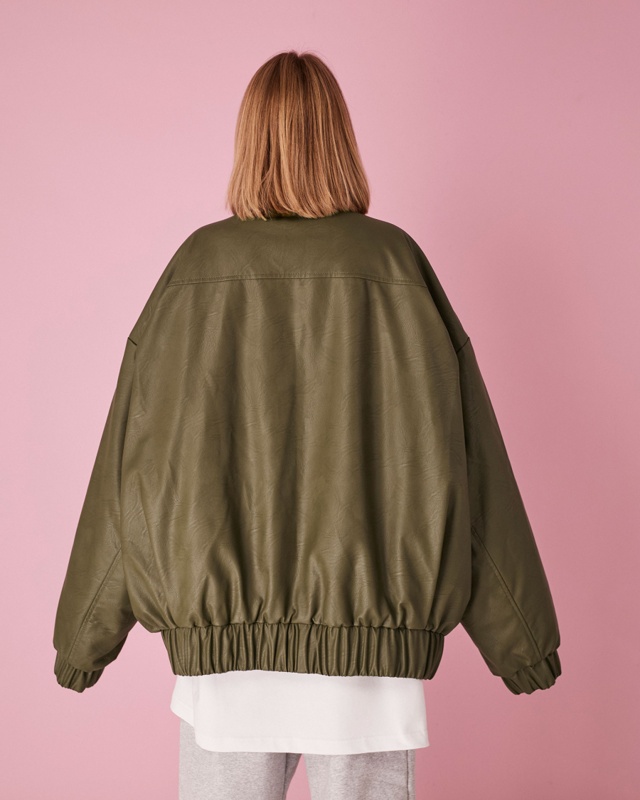Бомбер из эко-кожи maxiover TABOO, цвет: зеленый, BrMaxiLeatherKhaki купить онлайн