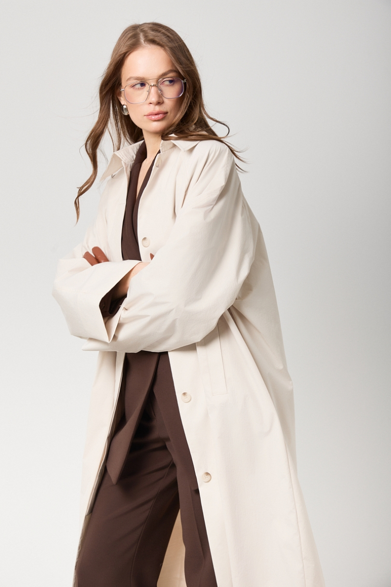 Тренч облегченный из технологичной ткани Ricoco, цвет: слоновая кость, 7067/1 купить онлайн