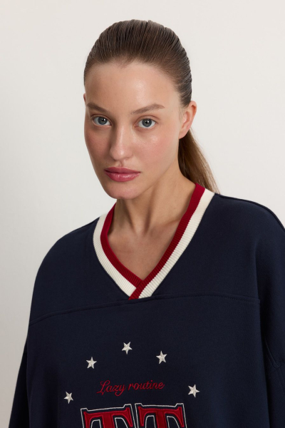 Свитшот из 100% хлопка TOPTOP, цвет: синий, TT.053.17779.621 купить онлайн