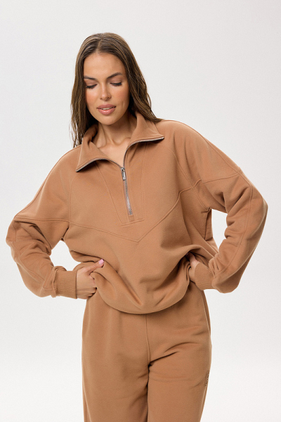 Свитшот на молнии с бархатистым эффектом ABDA, цвет: карамель, 932501401440 купить онлайн