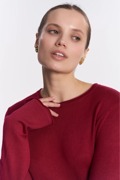 Платье мини с длинным рукавом INSPIRE, цвет: Бордовый,  купить онлайн