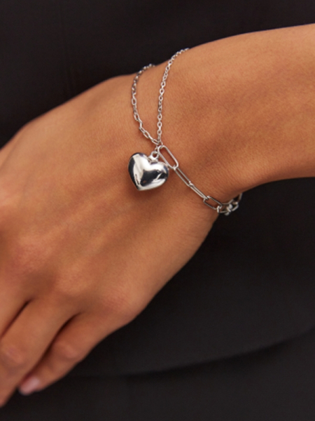 Браслет с сердцем Tosya Store, цвет: серебро,  купить онлайн