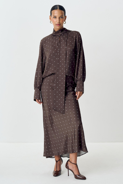 Юбка миди из сатина в горох