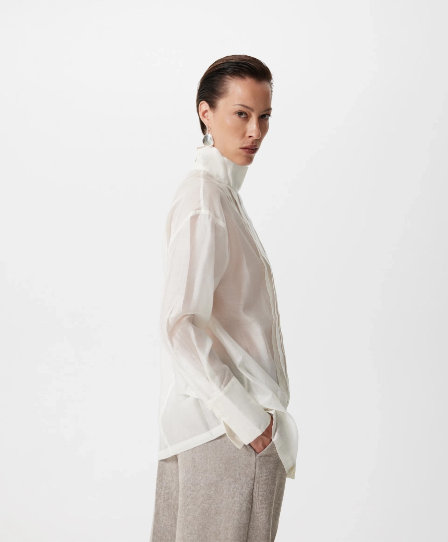 Блузка с воротником-стойкой GLVR, цвет: молочный, 225G33GAC2203 купить онлайн