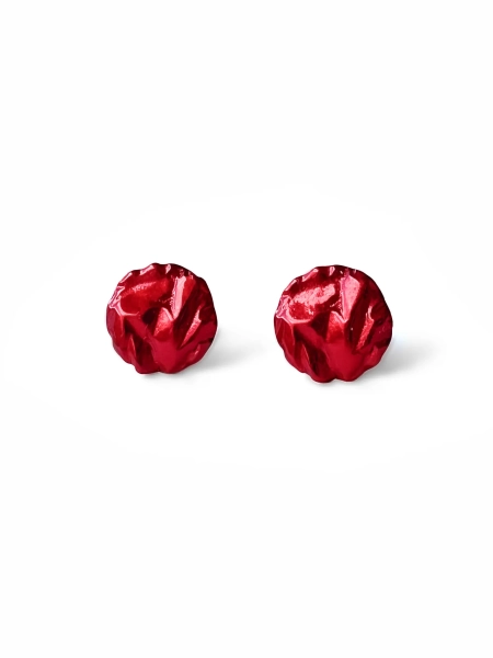 Серебряные серьги-пусеты круги "Folio" dark red