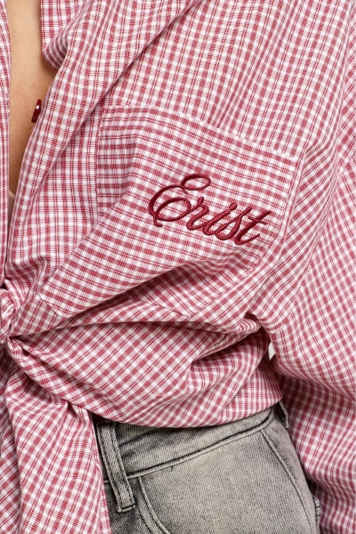 Рубашка в клетку с карманом Oversize Red Erist store, цвет: красный, НФ-00003085 купить онлайн