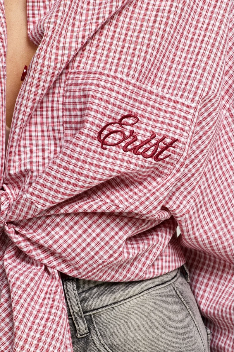 Рубашка в клетку с карманом Oversize Red Erist store, цвет: красный, НФ-00003085 купить онлайн