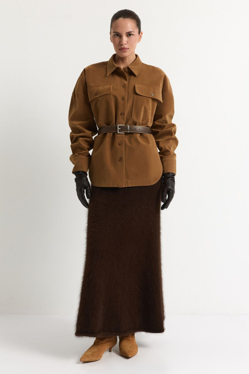 Юбка из смесовой ангорской шерсти TOPTOP, цвет: коричневый, TTS.072.18201.700 купить онлайн