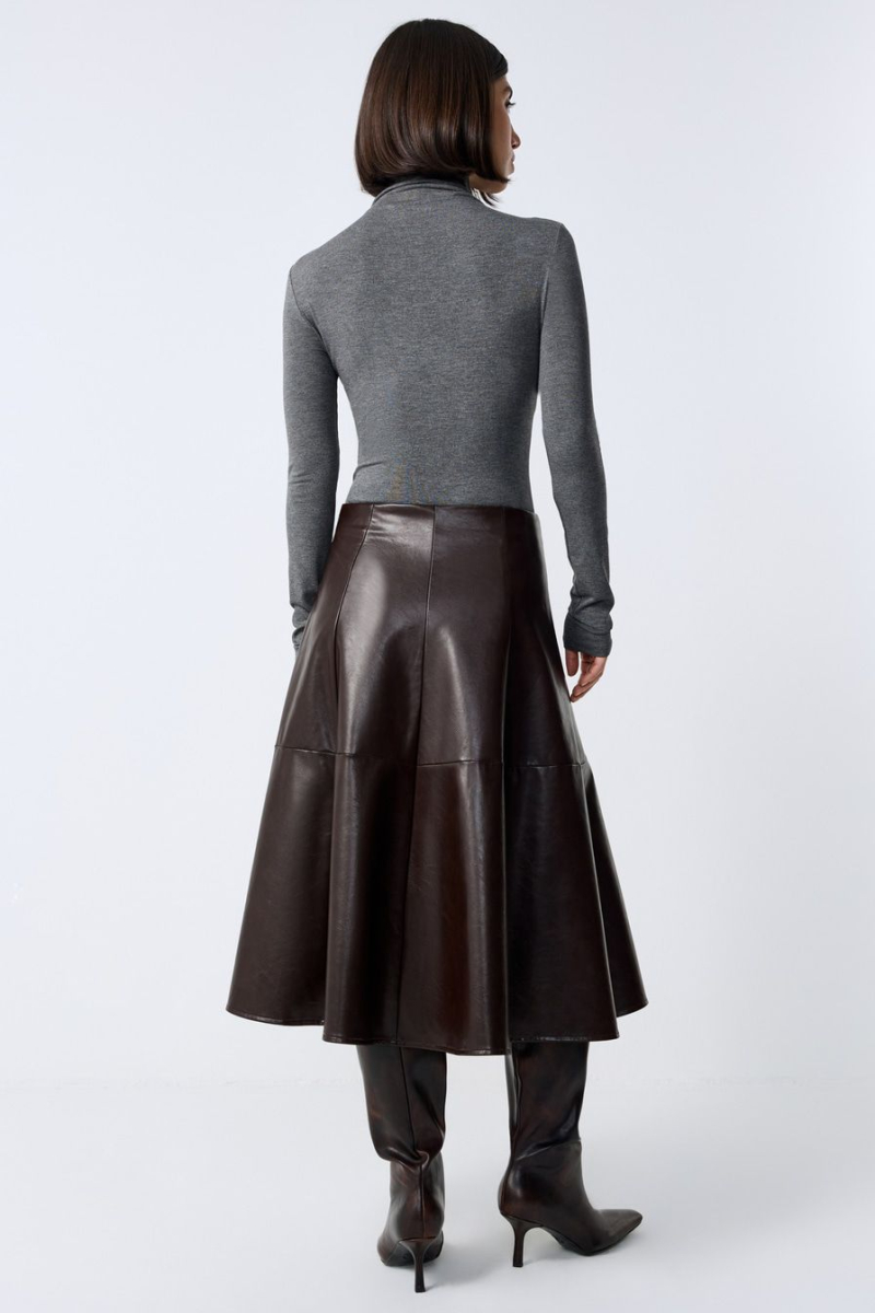 Юбка из экокожи TOPTOP, цвет: коричневый, TT.071.16318.700 купить онлайн