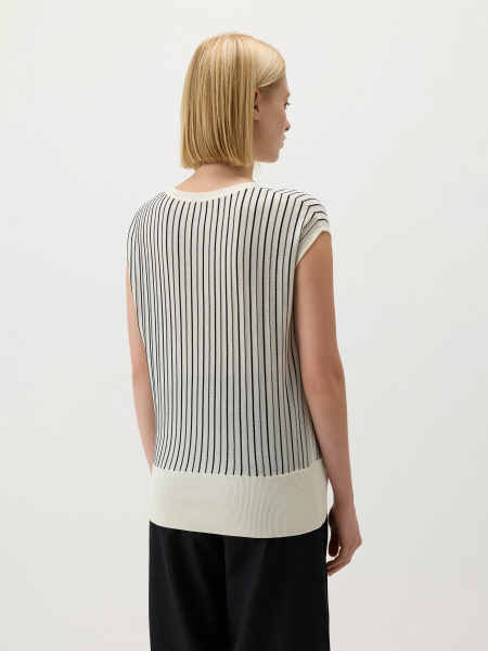 Джемпер женский короткий рукав Conso, цвет: молочный/черный, KJS 260754 - молочный/черный купить онлайн