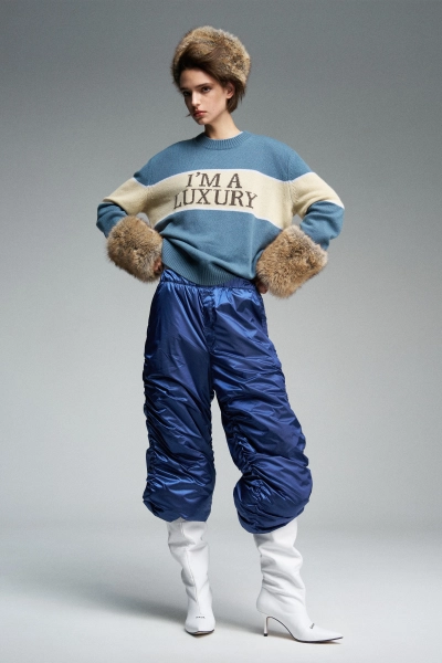 Утепленные брюки с вышивкой WALK OF SHAME, цвет: синий, PP001/FW2526 купить онлайн