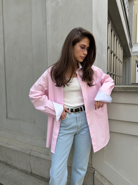 Рубашка из хлопка в полоску VELVET, цвет: розовый, 00-00004942 купить онлайн