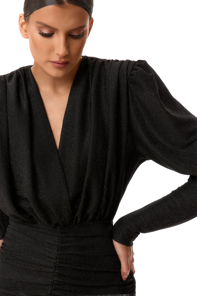 Платье-мини с увеличенными плечами SODAMODA, цвет: Черный, 15941 купить онлайн