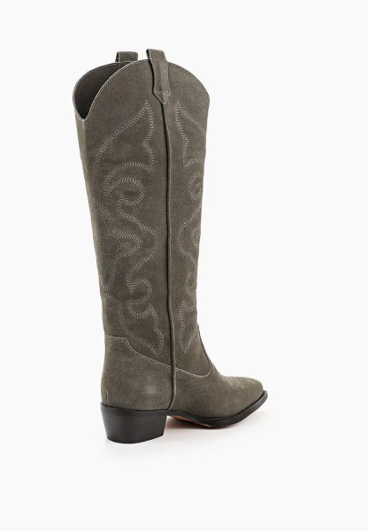 Казаки высокие демисезонные с узорами из натуральной замши SBALO, цвет: серо-коричневый SHT16-4  SK886-4 купить онлайн