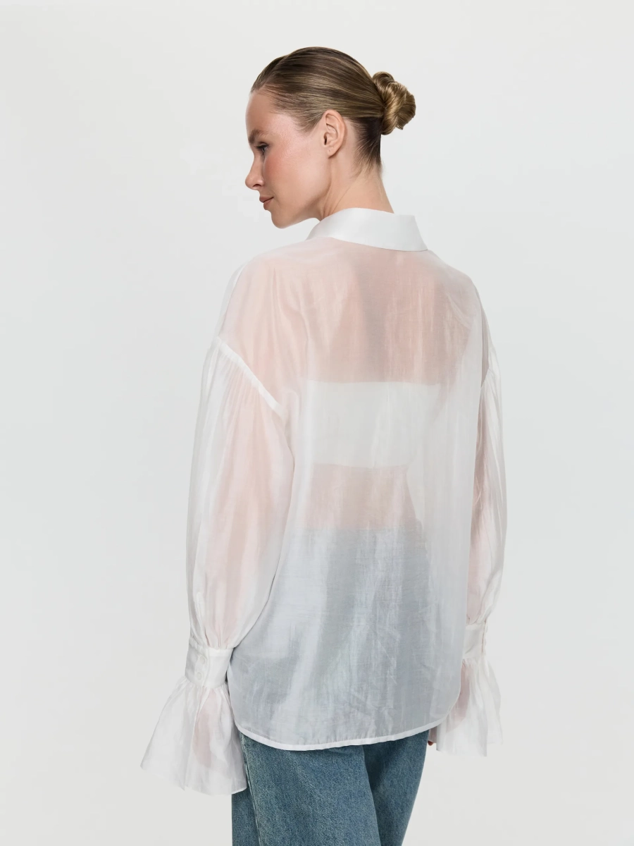 Полупрозрачная блуза ANNA PEKUN, цвет: белый,  купить онлайн