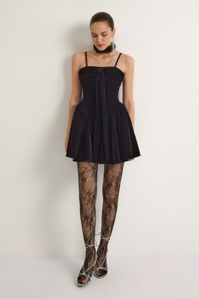 Бархатное платье с бантом TOPTOP, цвет: Черный, TT.010.18399.900 купить онлайн