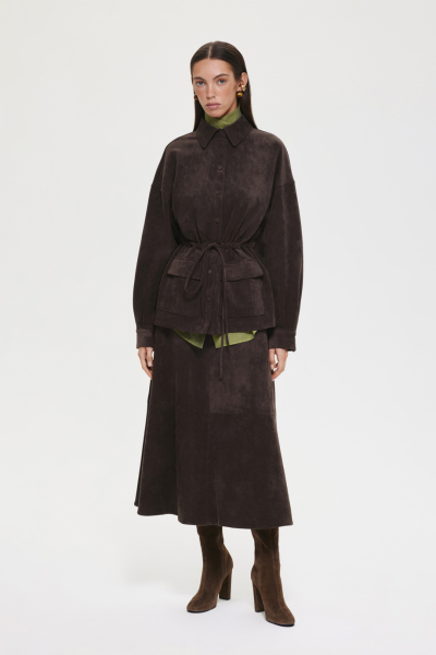 Рубашка из экозамши DREAMS BY ALENA AKHMADULLINA, цвет: коричневый,  купить онлайн