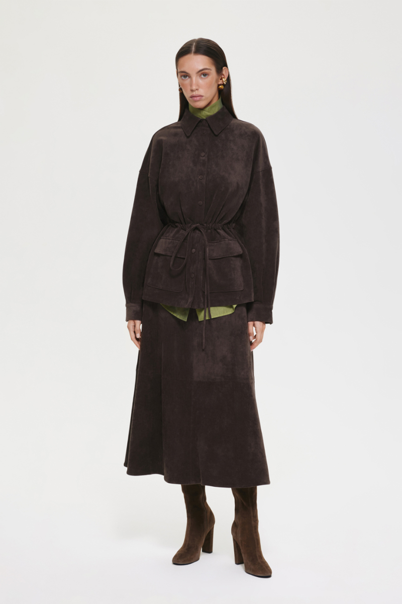 Рубашка из экозамши DREAMS BY ALENA AKHMADULLINA, цвет: коричневый,  купить онлайн