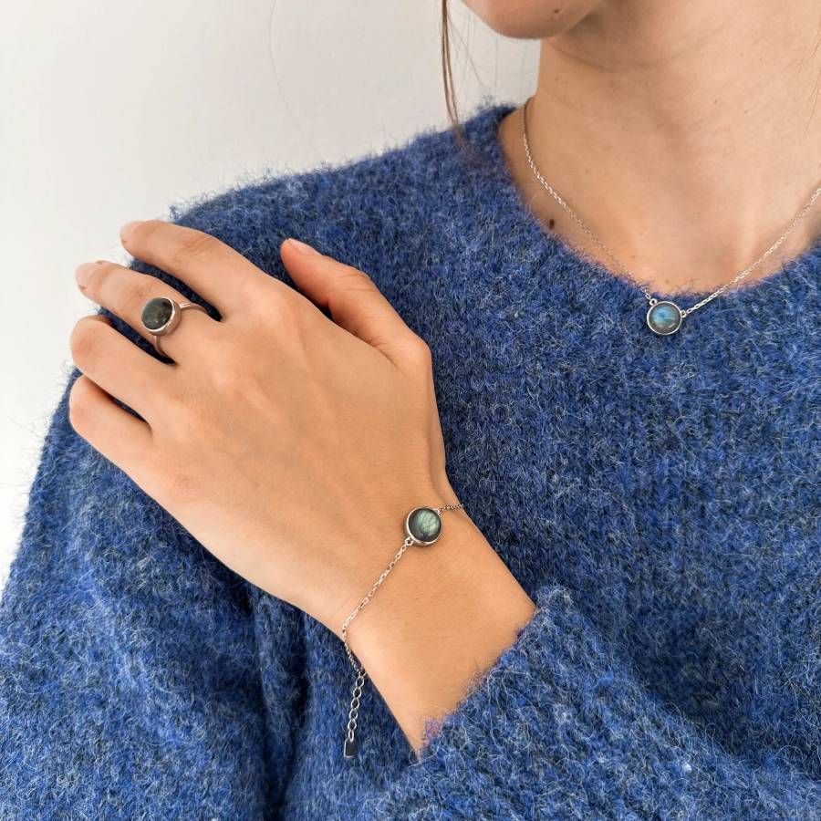 Колье Луна с лабрадоритом The Reason, цвет: серебро, кле мун лаб купить онлайн