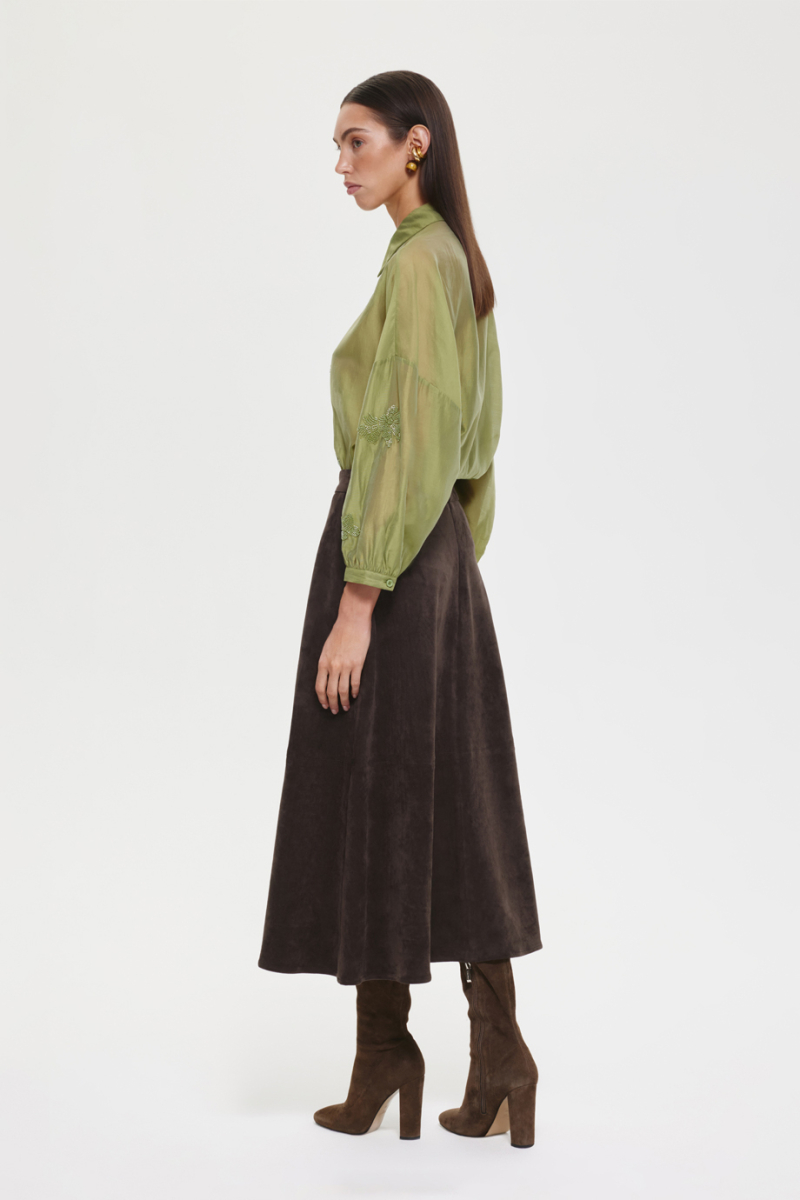 Юбка из экозамши DREAMS BY ALENA AKHMADULLINA, цвет: коричневый, 225102100204282/108000 купить онлайн