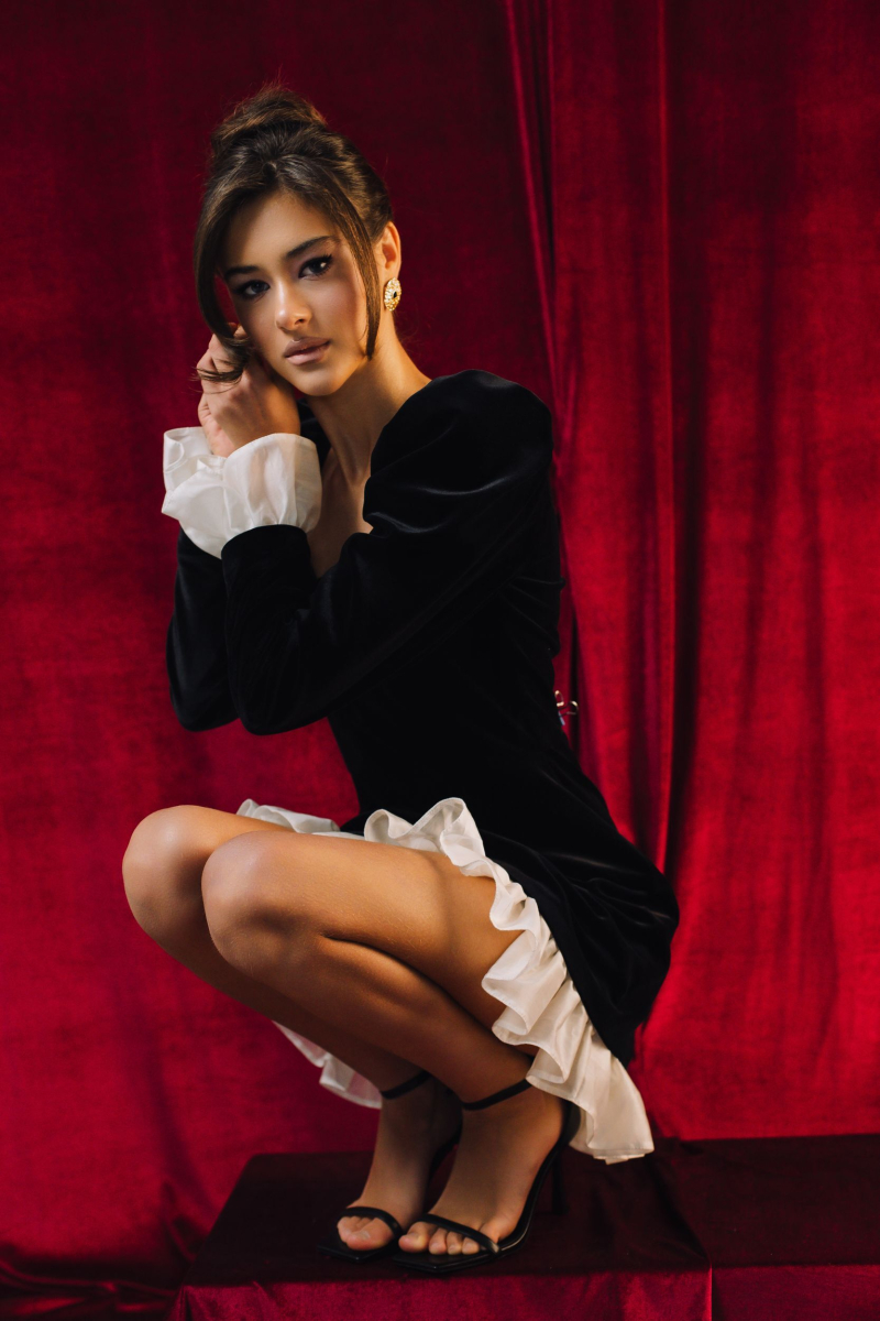 Платье из бархата с подъюбником мини VELVET, цвет: Черный, 00-00005251 купить онлайн