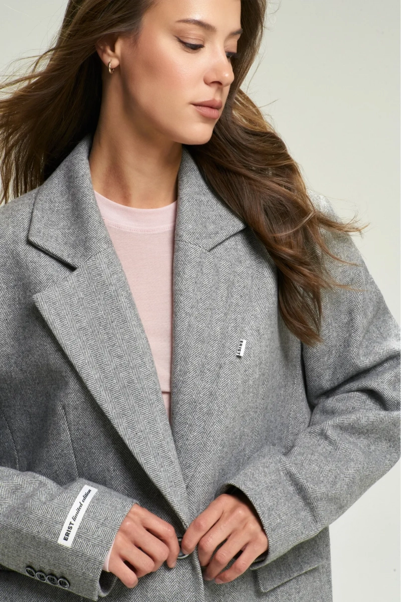 Пальто-жакет "Ёлочка" Grey Erist store, цвет: серый, НФ-00002559 купить онлайн