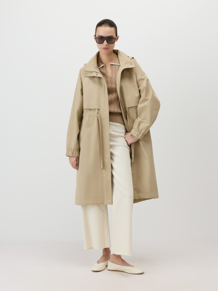 Плащ на кулиске с капюшоном Conso, цвет: бежевый, SL 260119 - бежевый купить онлайн