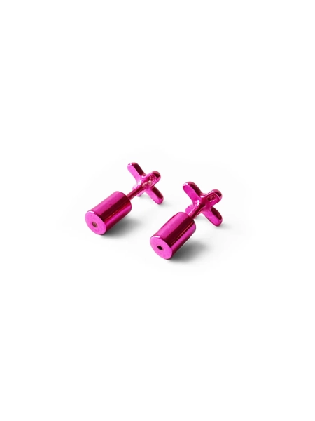 Серебряные серьги-пусеты «Вышивка» fuchsia