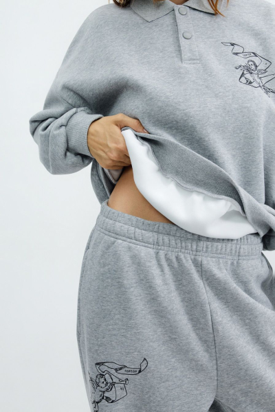 Свитшот с воротником-поло TOPTOP, цвет: серый меланж, TT.053.15957.820 купить онлайн