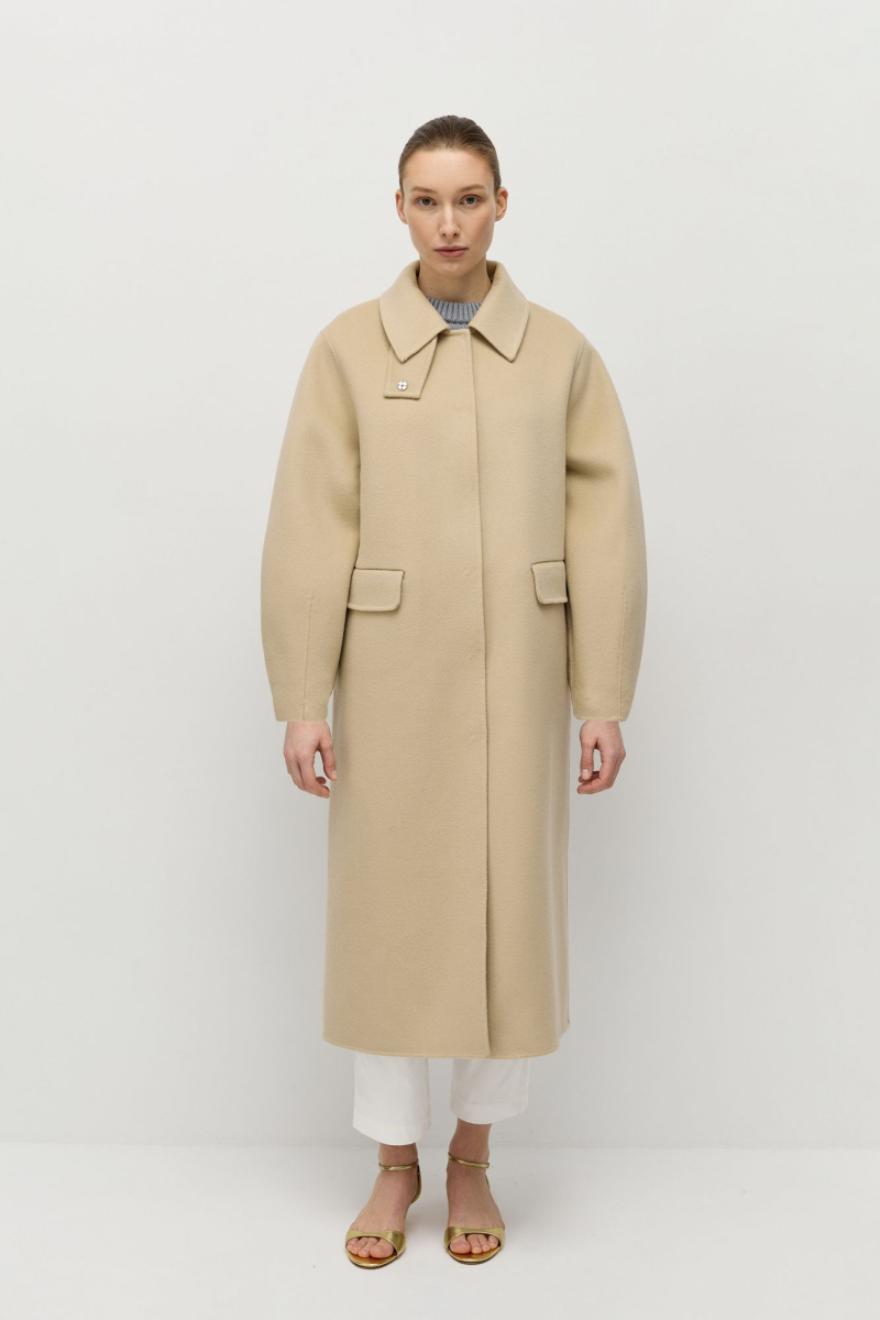 Пальто из шерсти мериноса AROUND, цвет: бежевый, 210_72M12 купить онлайн