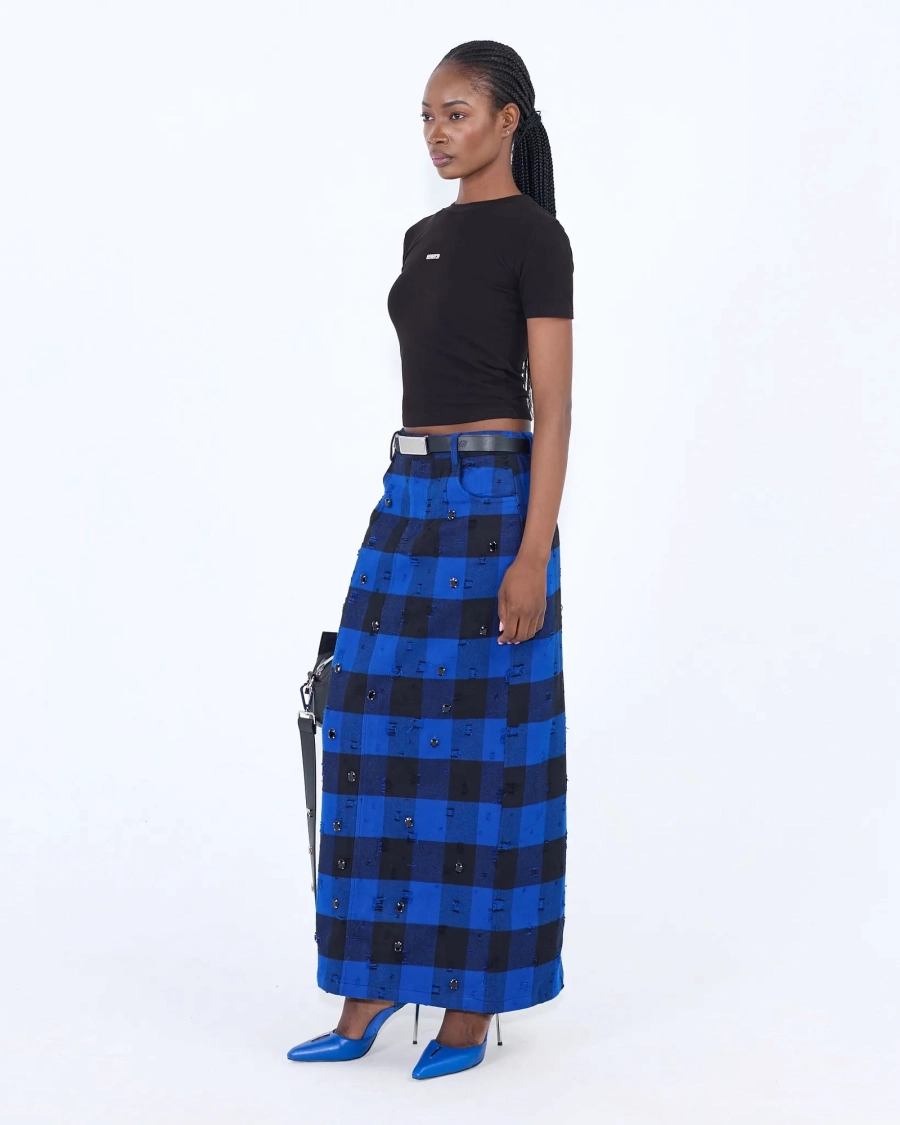 Юбка макси PLAID BLUE ASIA ST 71, цвет: синий, Ast71.skirt-plaid-blue купить онлайн