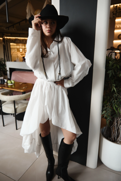 Юбка асимметричная из хлопка и нейлона