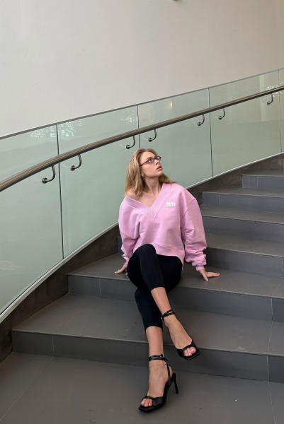 Свитшот с V вырезом LIGHT PINK Label .B, цвет: LIGHT PINK, Tp.02.4.0336LPNK купить онлайн
