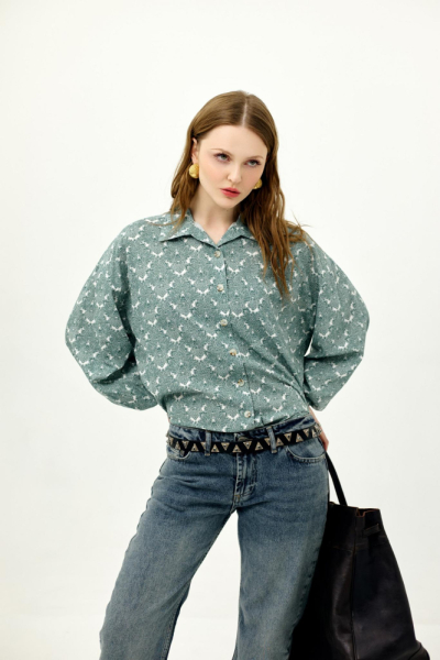 Рубашка из французского хлопка GREEN PATTERN