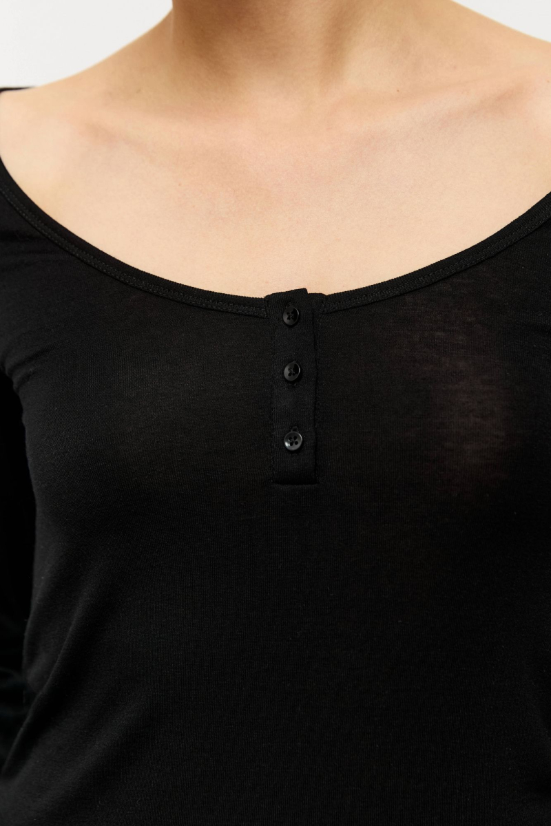 Лонгслив с застежкой на пуговицы AROUND, цвет: Черный, 219_124WT02 купить онлайн