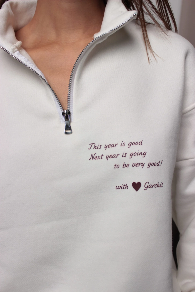 Свитшот с короткой молнией GARCHIT, цвет: белый, GARFutSvitMolnWhite2 купить онлайн