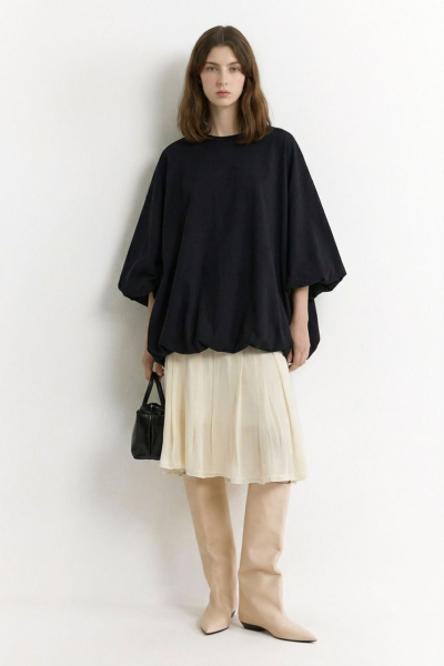 Лонгслив из 100% хлопка TOPTOP, цвет: Черный, TT.025.18861.900 купить онлайн