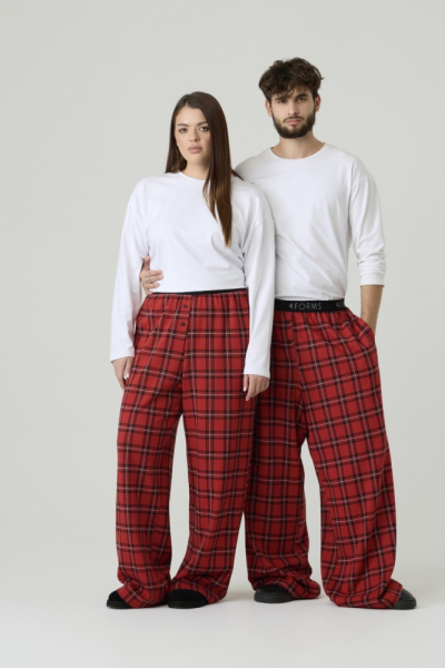 Брюки в клетку удлиненные