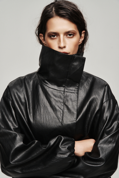 Куртка с высоким горлом из экокожи Label .B, цвет: Черный, Jc.53.5.CH.BLC купить онлайн