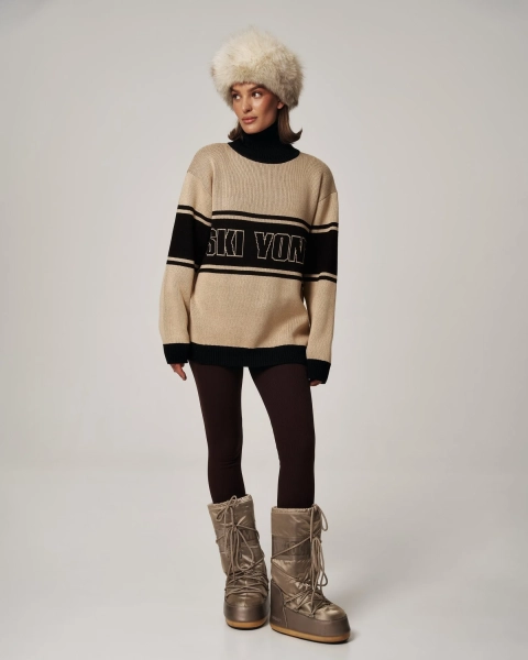 Свитер SKI YONS YONS, цвет: бежевый/черный, YO-747 купить онлайн