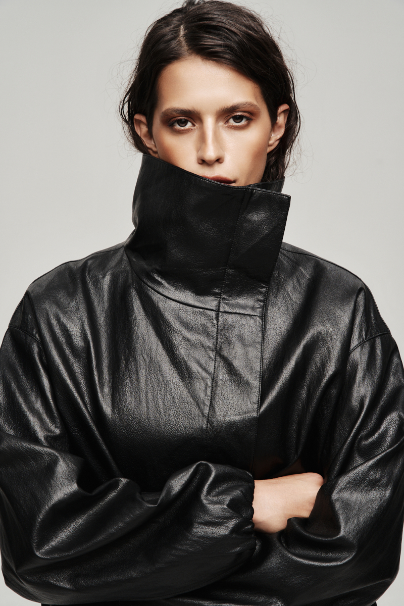 Куртка с высоким горлом из экокожи Label .B, цвет: Черный, Jc.53.5.CH.BLC купить онлайн