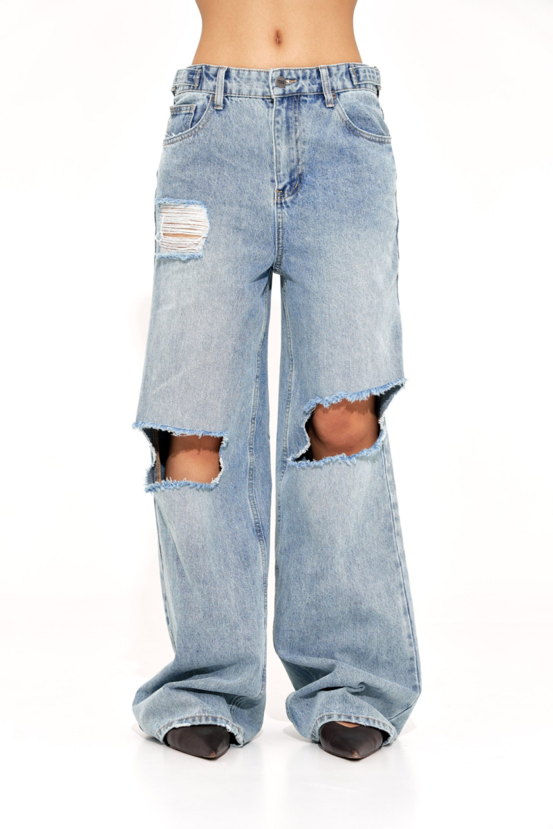 Джинсы MAMA NE POYMET CUTS BLUE