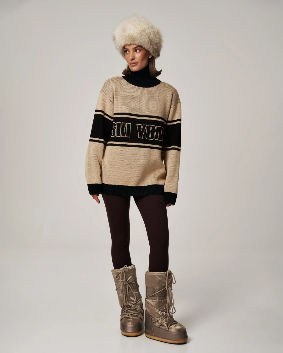 Свитер SKI YONS YONS, цвет: бежевый/черный, YO-747 купить онлайн