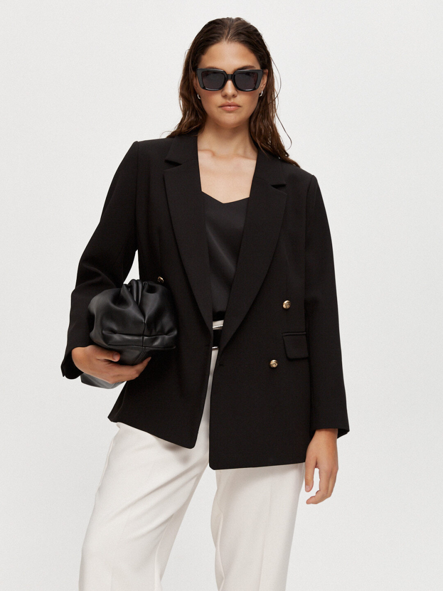 Жакет двубортный укороченный 4forms, цвет: Черный, 63742 купить онлайн