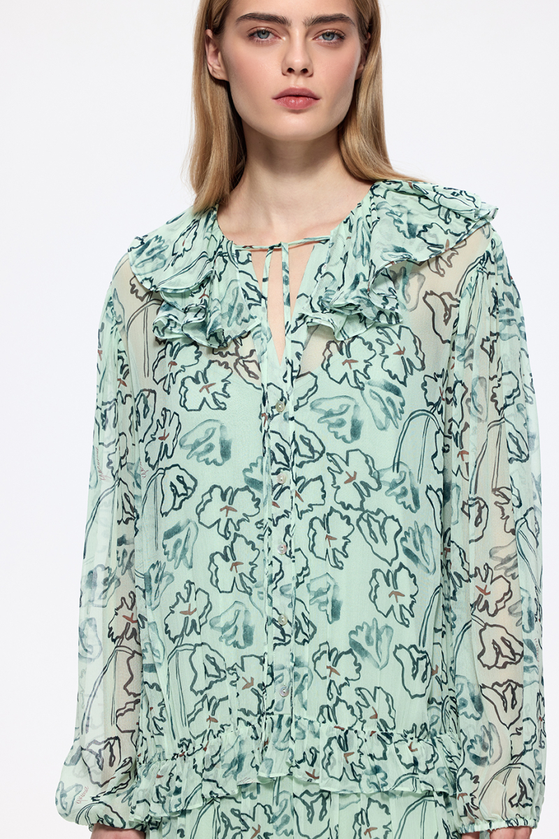 Платье из шифона с принтом DREAMS BY ALENA AKHMADULLINA, цвет: ментол, 126102070204525/220000 купить онлайн