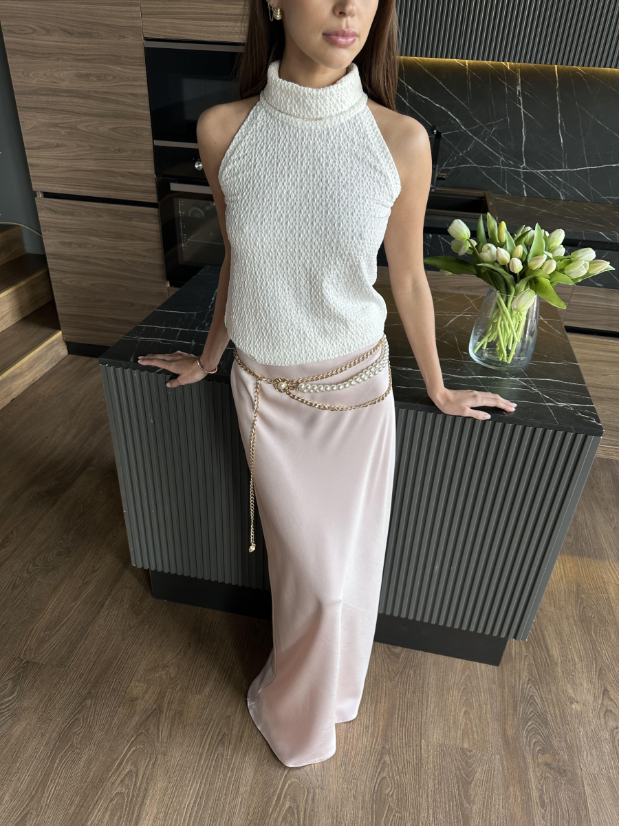 Топ из фактурного трикотажа с горлом VELVET, цвет: молочный, 00-00004849 купить онлайн